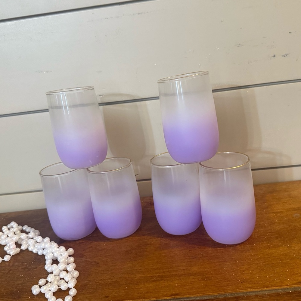 Blendo Set Of 6 Frosted Purple Ombre Juice Tumblers Rare 1960’s